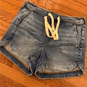 UpWest Light Blue Jean Shorts with Cream Drawstring